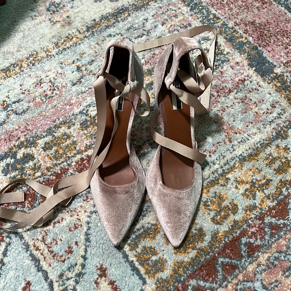 Topshop Velvet Lace-Up Pointy Toe Pump